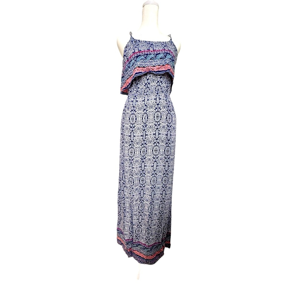 Pink Rose Blue and White Spaghetti Strap Sundress
